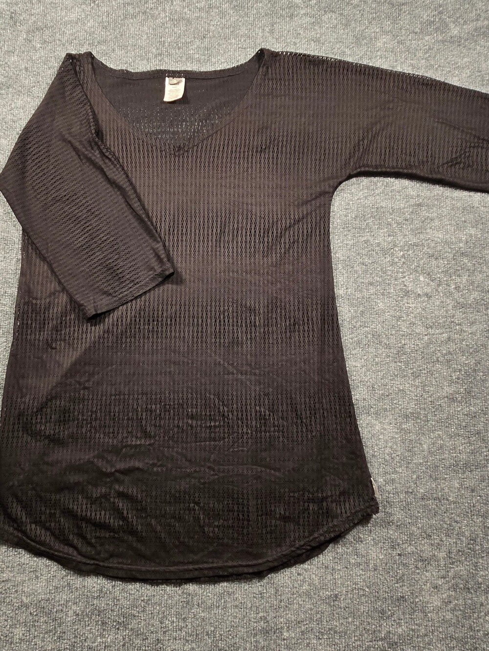 O'Neill Black Pointelle Mesh Swim Cover Up Mini Dress Tunic Sheer Beach XS/S